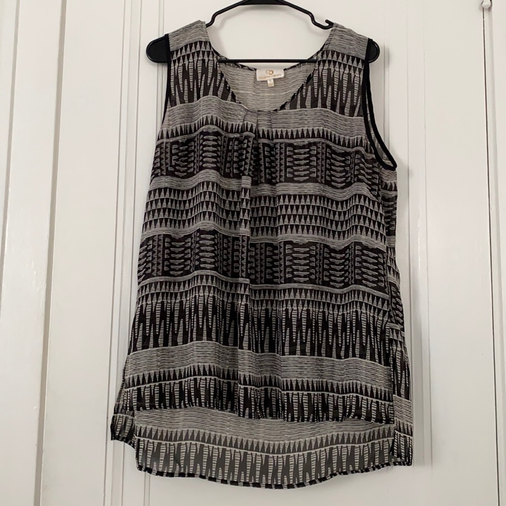 Black & White Print Sheer Tank